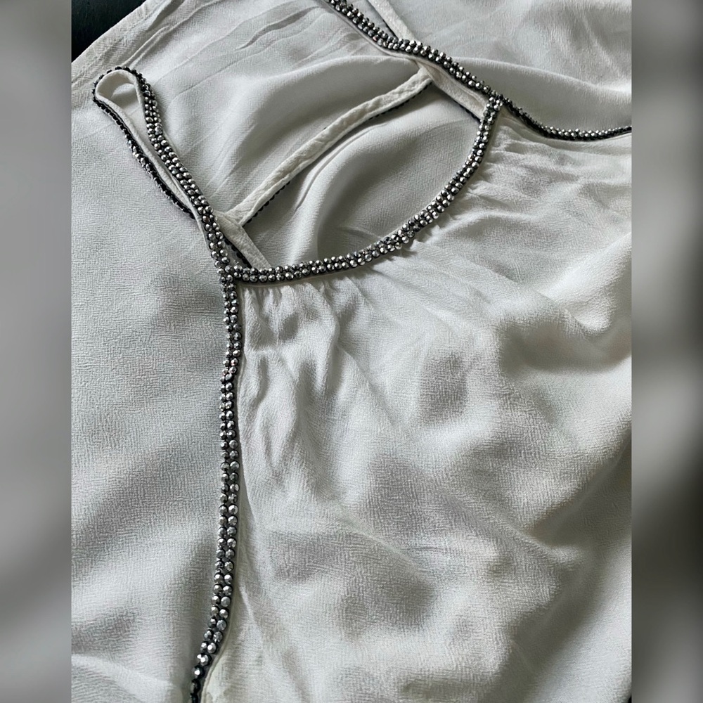 White Dress Top with Rhinestones